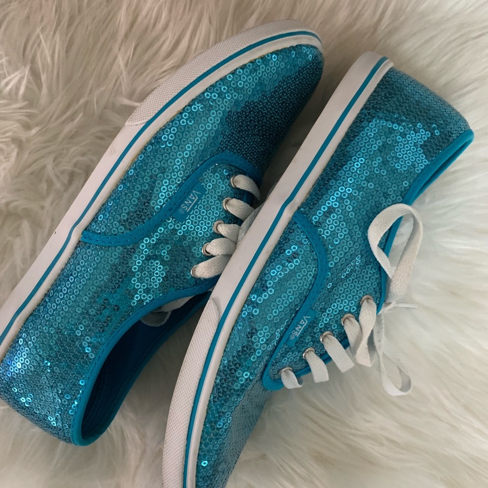 Vans Sequin turquoise sneakers 9.5 women’s 8 men’s - Picture 5 of 8